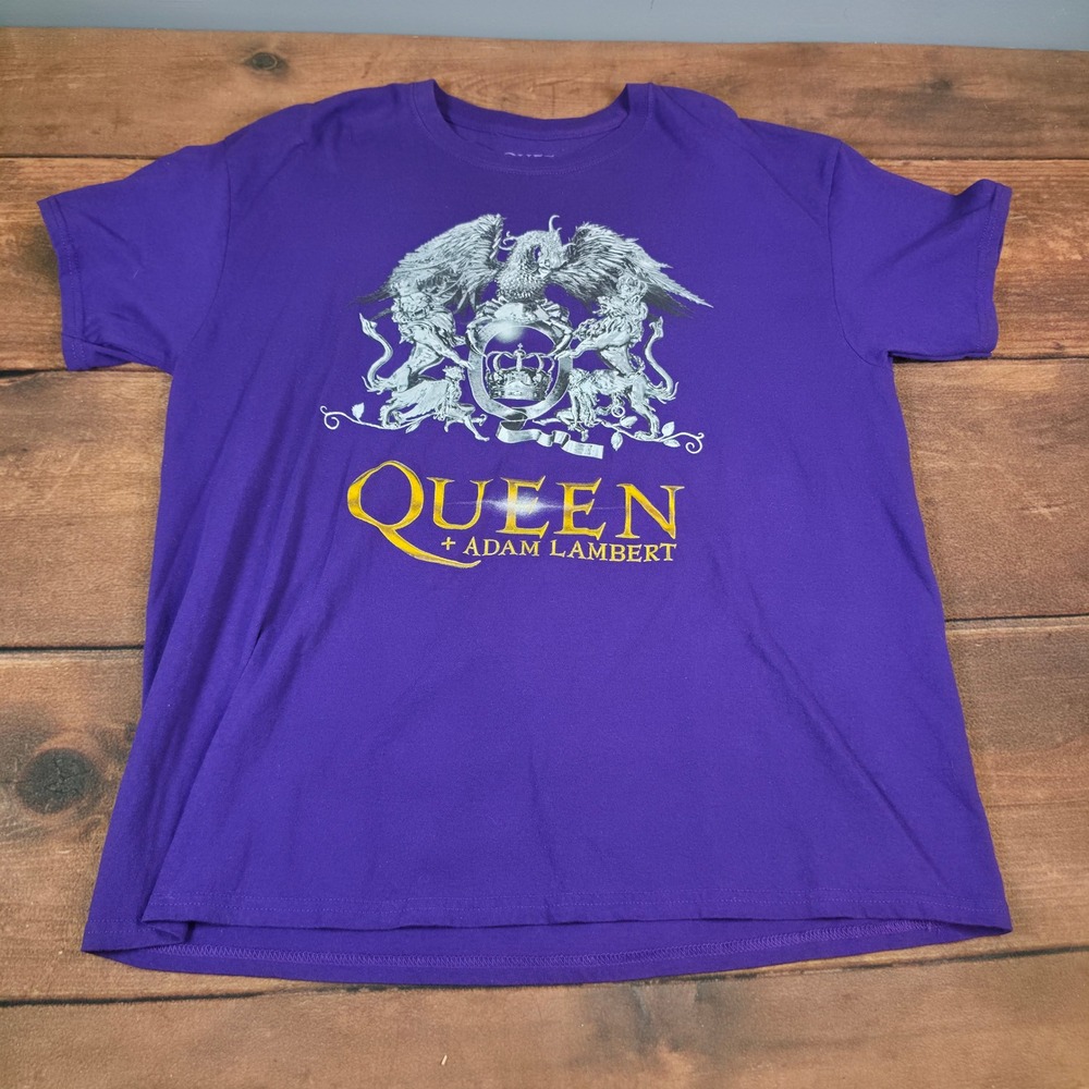 Queen + Adam Lambert T-Shirt Mens XL Purple Excellent 2019 Rhapsody Tour Graphic